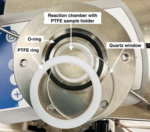 KAUST closed batch reactor with quartz window, O-ring and PTFE sample holder